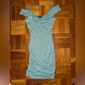 Off-the-Shoulder Sage Green Bodycon Dress